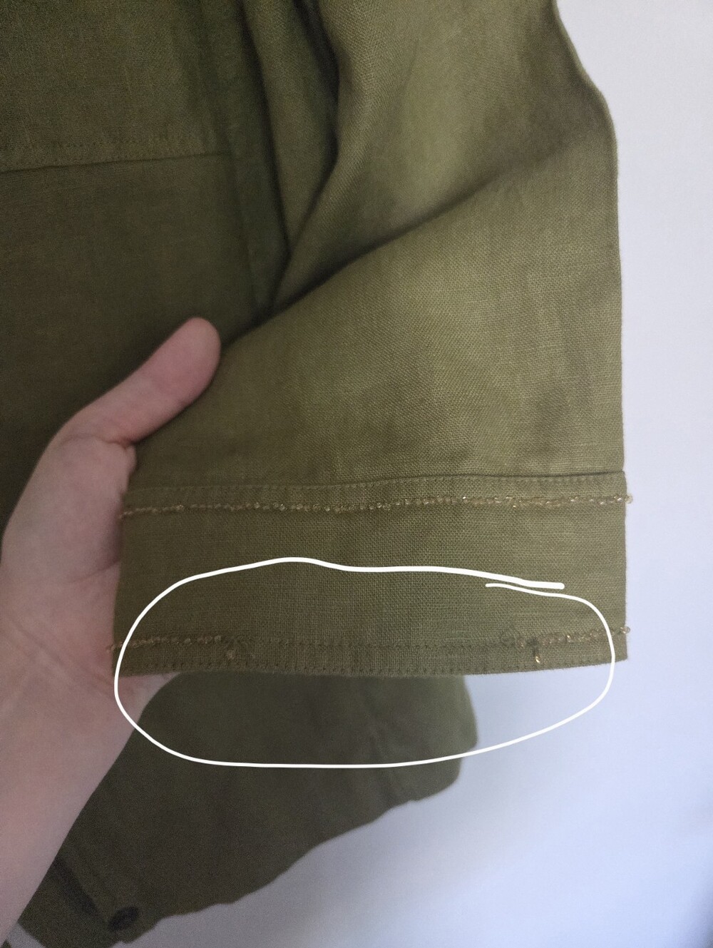 Chico's Linen Olive-Green Utility Jacket with Front Flap Pockets - Picture 7 of 7